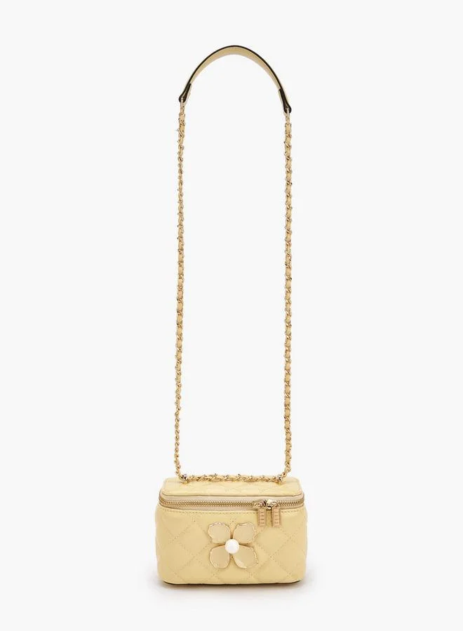 ايل Quilted Crossbody Bag With Floral Accent Ramadan Collections